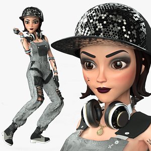 3D model Cartoon 3D Rigged Supper Dancer Girl-Eva Character 3D Model