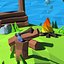 Cartoon island low poly