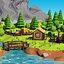 Cartoon island low poly