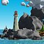 Cartoon island low poly