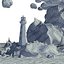 Cartoon island low poly