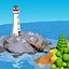 Cartoon island low poly