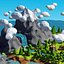 Cartoon island low poly