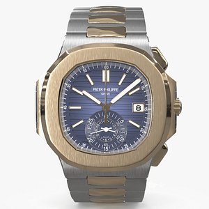 3D Patek Philippe 5980 Chronograph Black Dial Two Tone