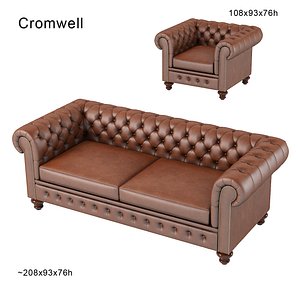 3d model chesterfield traditional tufted