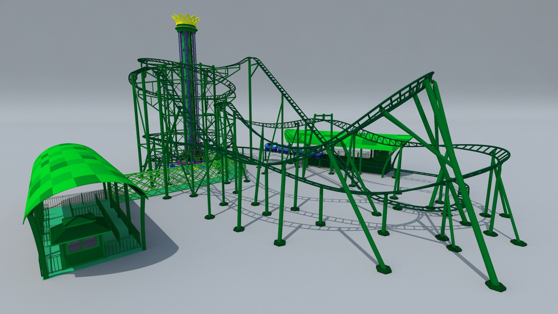 Roller Coaster Drop Tower Rides 3D Model - TurboSquid 2143620