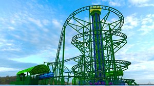 Roller Coaster  Drop Tower Rides 3D model