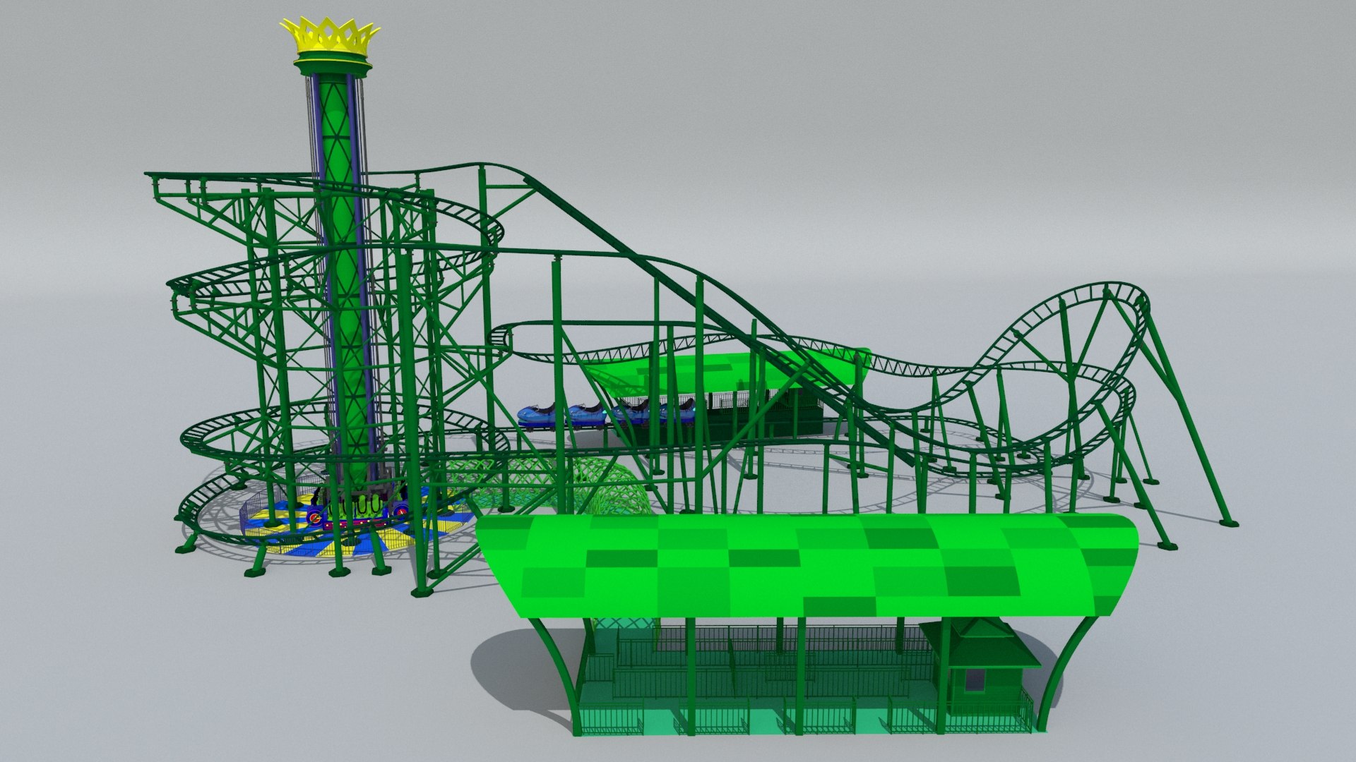 Roller Coaster Drop Tower Rides 3D Model - TurboSquid 2143620