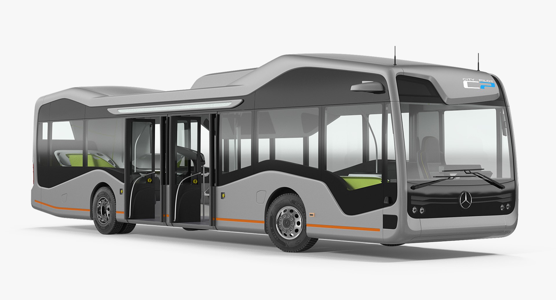 Rigged Futuristic Buses Collection 3D model preview