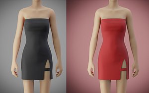 3D model tube bodycon dress slit