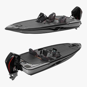 3D Outboard Sprint Powerboat White model