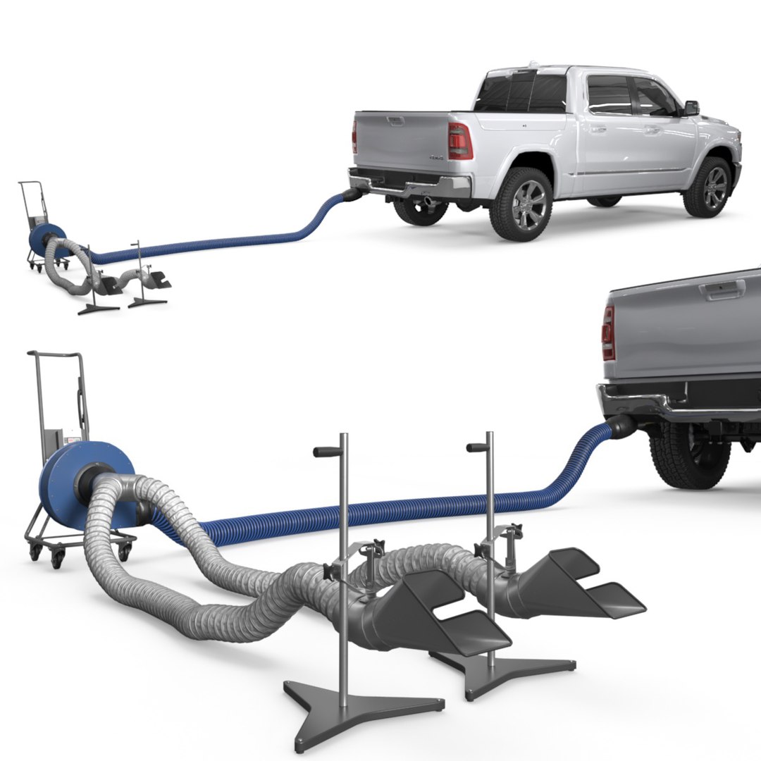 Dual Tailpipe Suction Duct Blue Connected 3D model preview