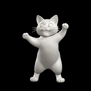 3D model Excited Cartoon Cat 3D Print Model Cartoon Animal