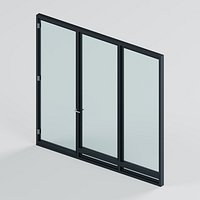 Black Framed Office Glass Partition with Hinged Door