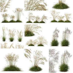 3D 6 Different SETS of Grass SET VOL07 model