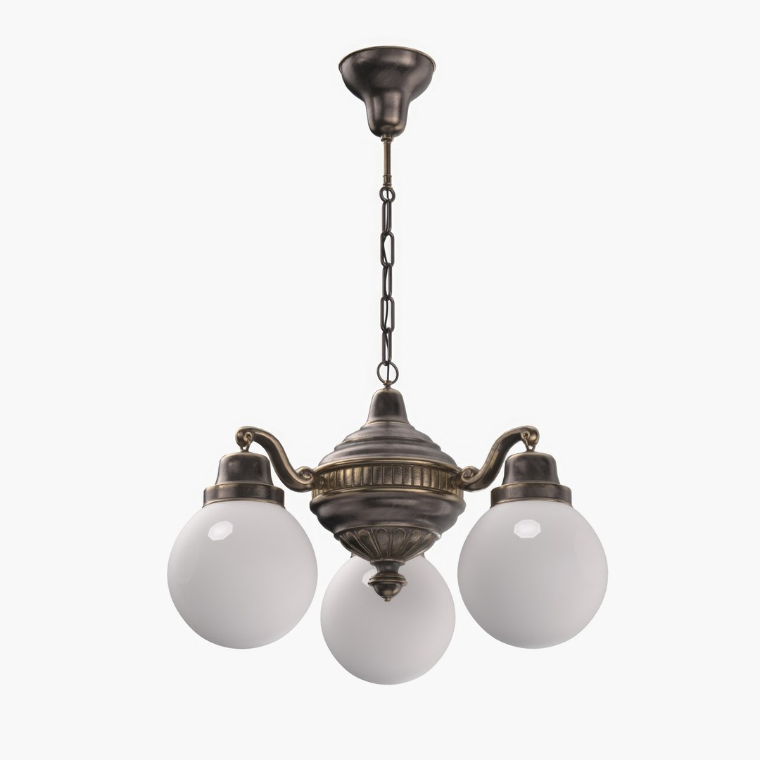 3D Brass Chandelier With Three Vintage Arms PBR - TurboSquid 2205120