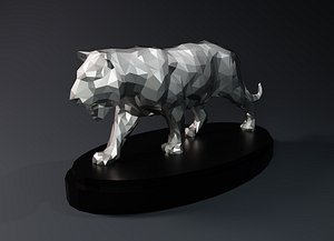 3D Low Poly Tiger Statue