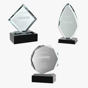 3D glass award trophy