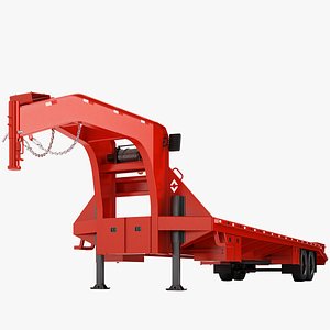 3D model Gooseneck Pickup Truck Trailer 05