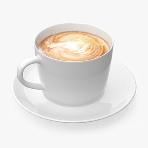 3D Latte Art Coffee Cup on Saucer