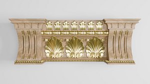 3D baroque wooden corbel with gold details model