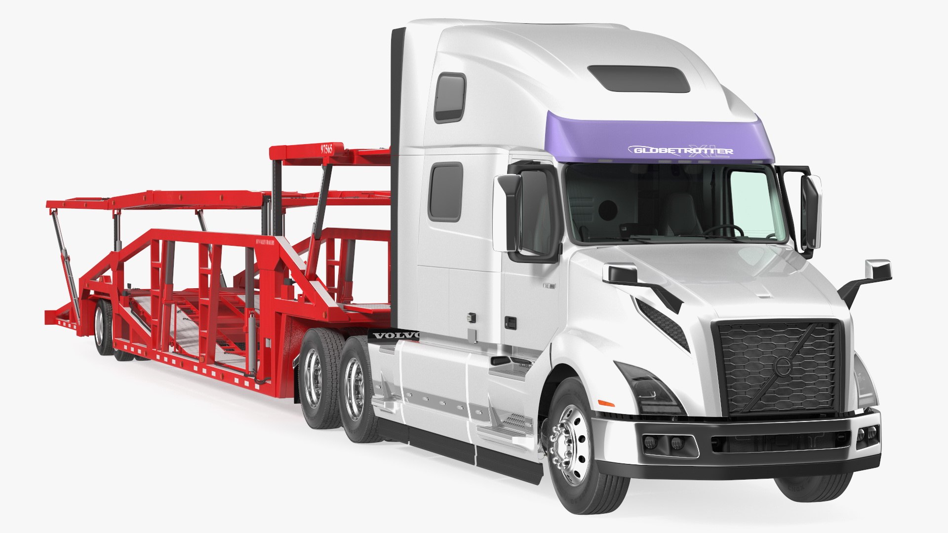 Volvo VNL 860 Truck with Sun Valley Car Carrier 3D model preview