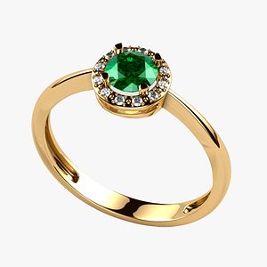3D 5mm Emerald Gold Ring