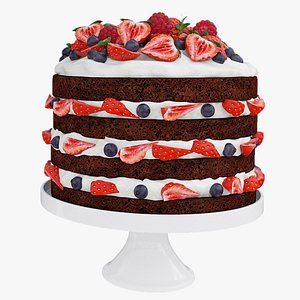 Berry chocolate cake stand 3D model