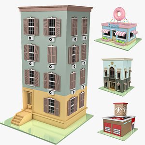 Simple City Low Poly Assets VR  AR  Game low-poly