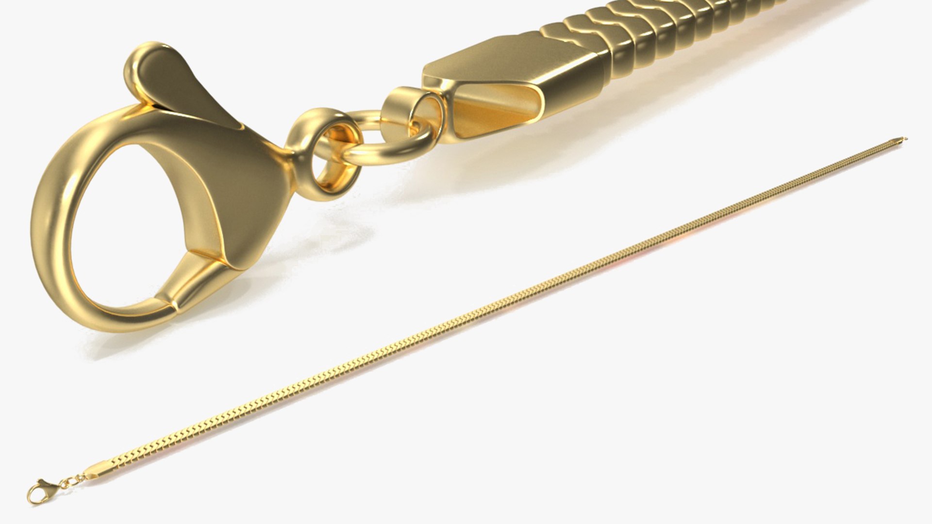 Golden Herringbone Chain 3D model preview