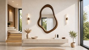 3D Large Organic Wall Mirror Frame - Wavy Wood Mirror - Modern Irregular Mirror Frame - CNC Cut File model