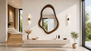 Large Organic Wall Mirror Frame - Wavy Wood Mirror - Modern Irregular Mirror Frame - CNC Cut File