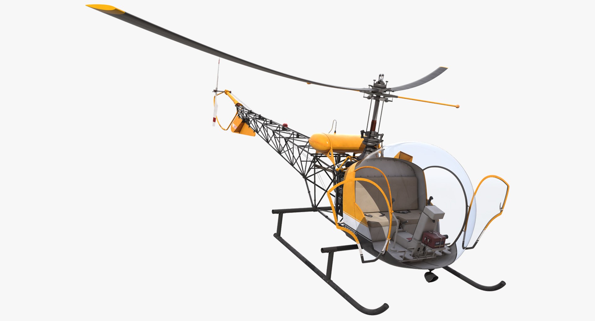 Light Helicopter Bell 47 Rigged 3D model preview