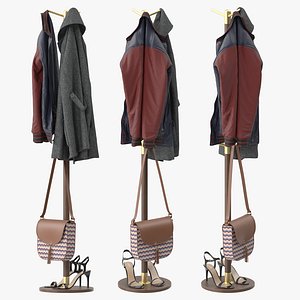 Coat Rack Freestanding Free Standing Wooden 3D model
