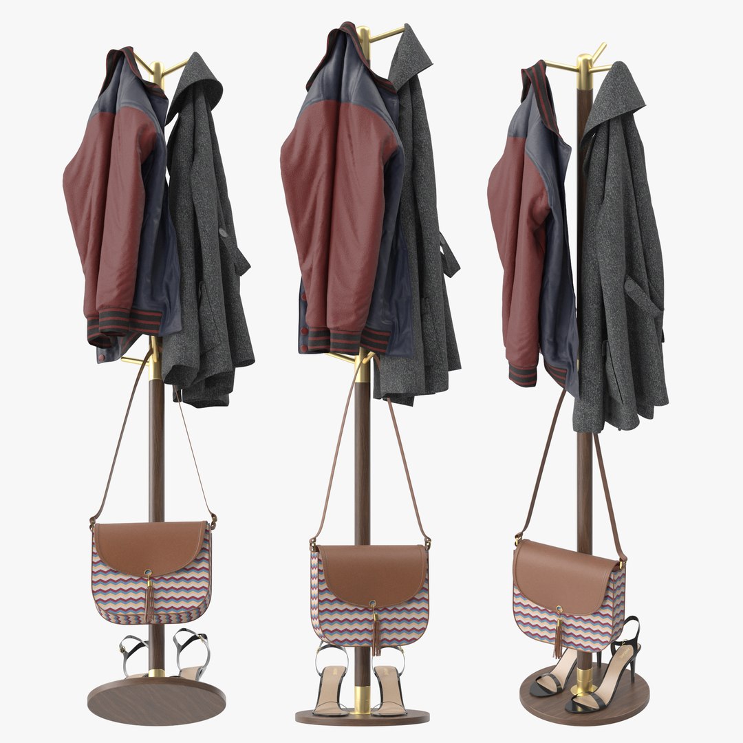Coat Rack Freestanding Free Standing Wooden 3D Model - TurboSquid 2140464