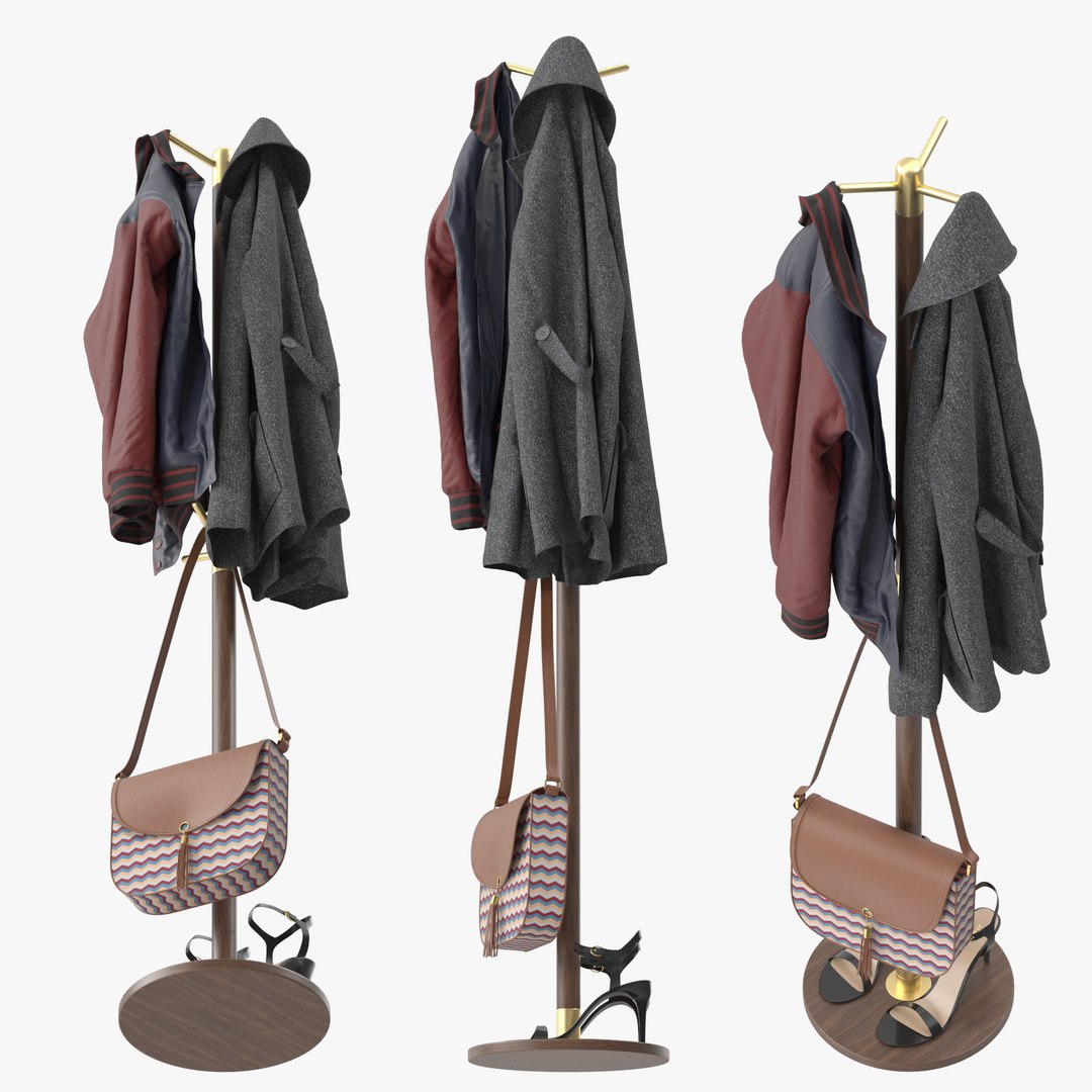 Coat Rack Freestanding Free Standing Wooden 3D Model - TurboSquid 2140464