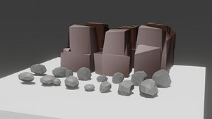 3D model Low Poly Cartoon Rock 3D model Low-poly 3D model