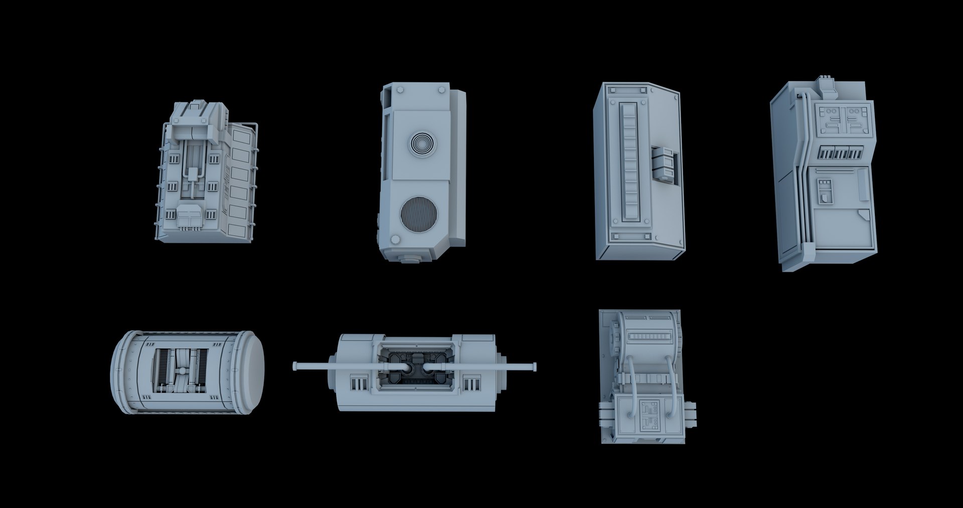 3D sci-fi greeble kitbash model https://p.turbosquid.com/ts-thumb/0U/8t2RJu/U5usep1V/3/jpg/1588835528/1920x1080/fit_q87/f636f944db7fd09b7a88ad98f73b91f11753b7dc/3.jpg