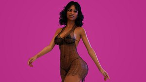 3D African American BabyDoll Lingerie Model