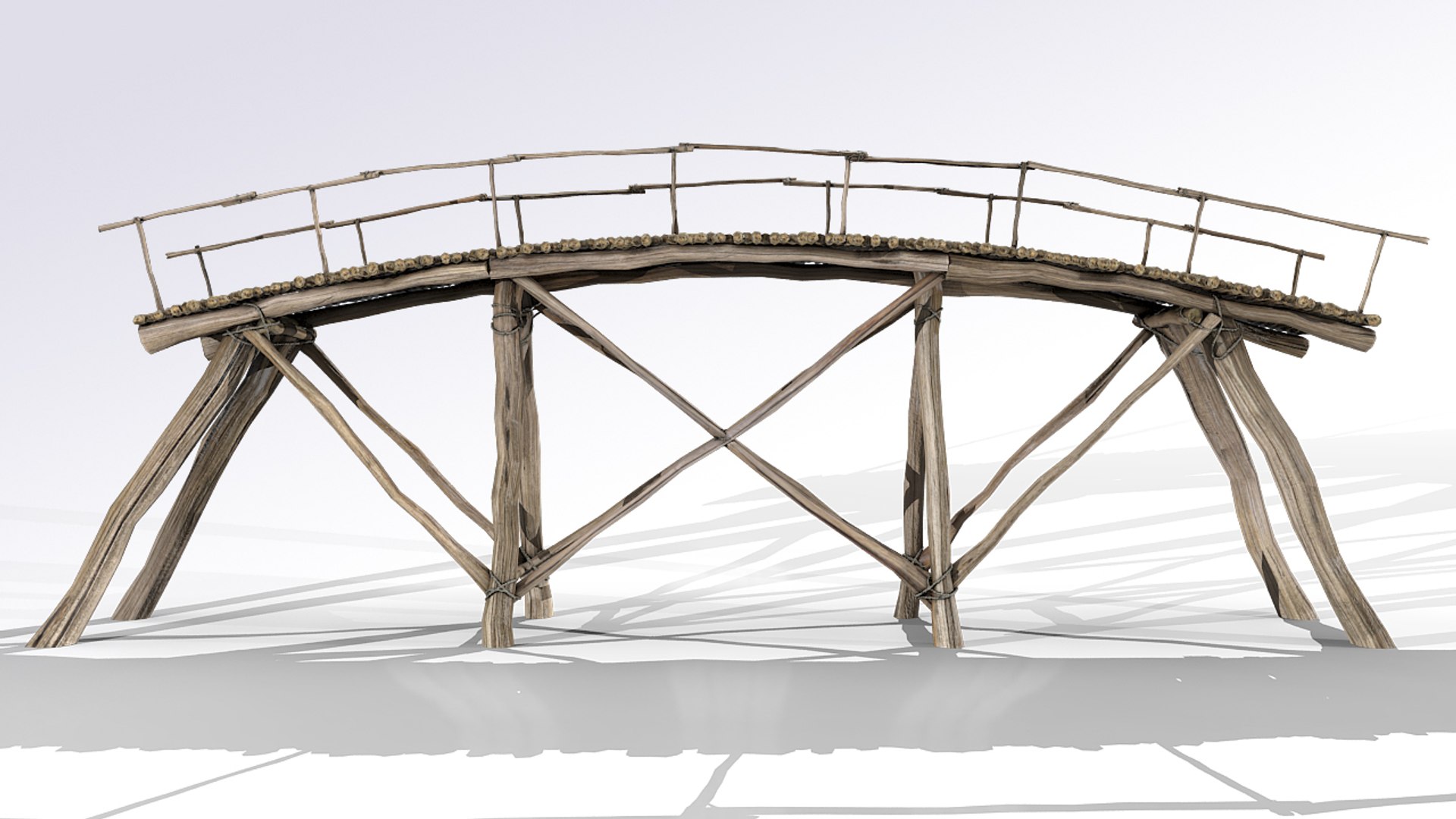 3d aged wooden bridge model