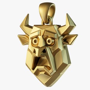 Stylized Geometric Bull Pendant