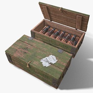 3D Sci-fi post apocalyptic crate of grenades
