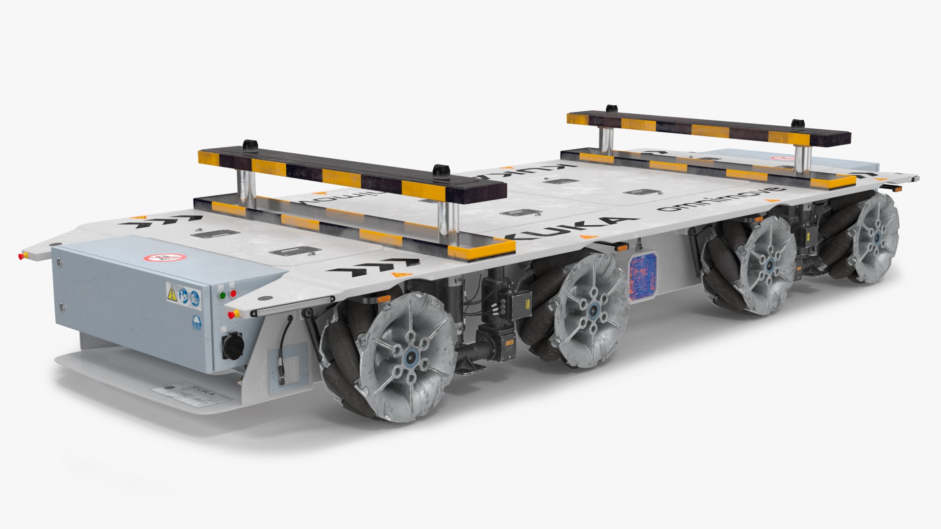 Dirty Omnimove Platform KUKA White Rigged 3D model preview