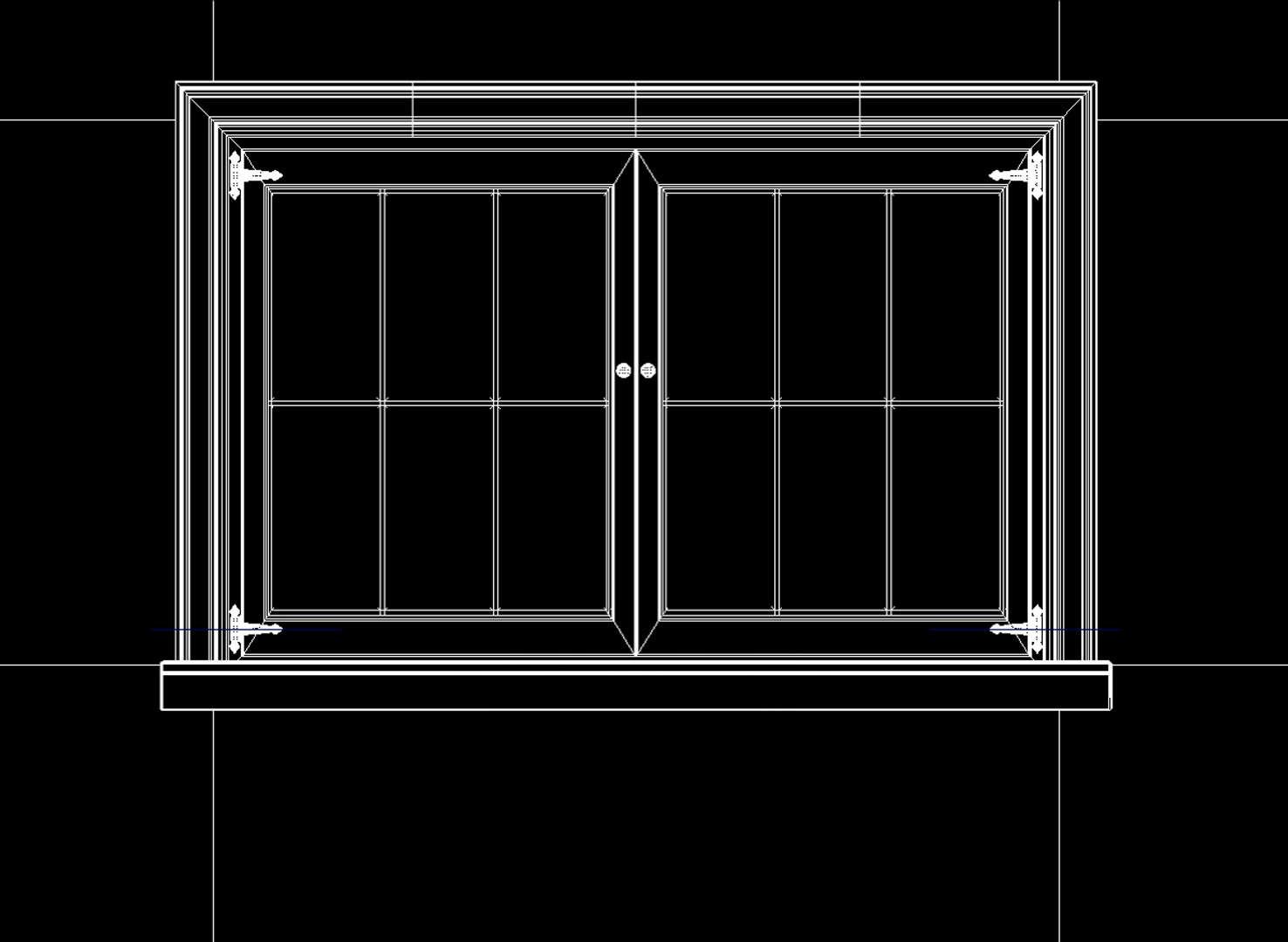 3d Double French Pane Windows Model
