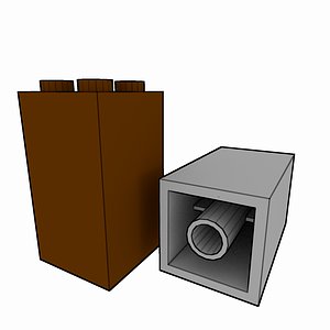 piece lego brick 2x2x3 3d model