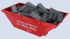 3D Industrial Container with concrete blocks