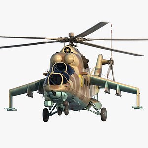 Russian Helicopter Mil Mi-24 Hind Rigged 3D Model