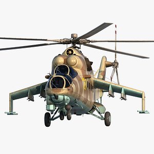 Russian Helicopter Mil Mi-24 Hind Rigged 3D Model