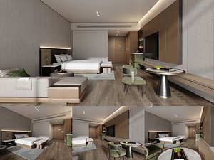3D Modern Minimalist Hotel Guest Room Interior 3D Model