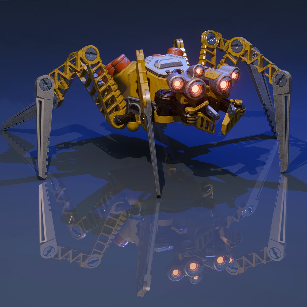 Mechanical Spider Robot 3D model https://p.turbosquid.com/ts-thumb/0V/GusXLE/Mj/8/jpg/1765135004/1920x1080/fit_q87/f7901cc5c9433cf3dc25dd791cdbf5308a2388ff/8.jpg